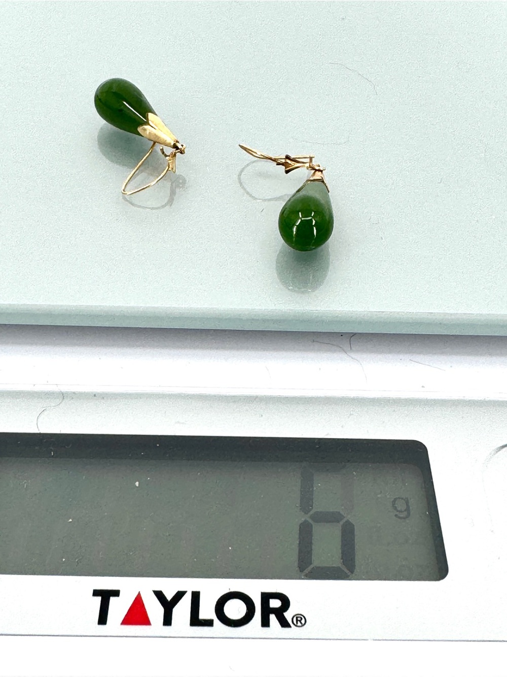 Vintage Jade Teardrop Earrings - Picture 3 of 3